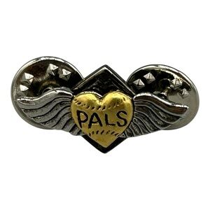 Winged Heart “PALS” Pin | Silver & Gold Tone Friendship Pin
